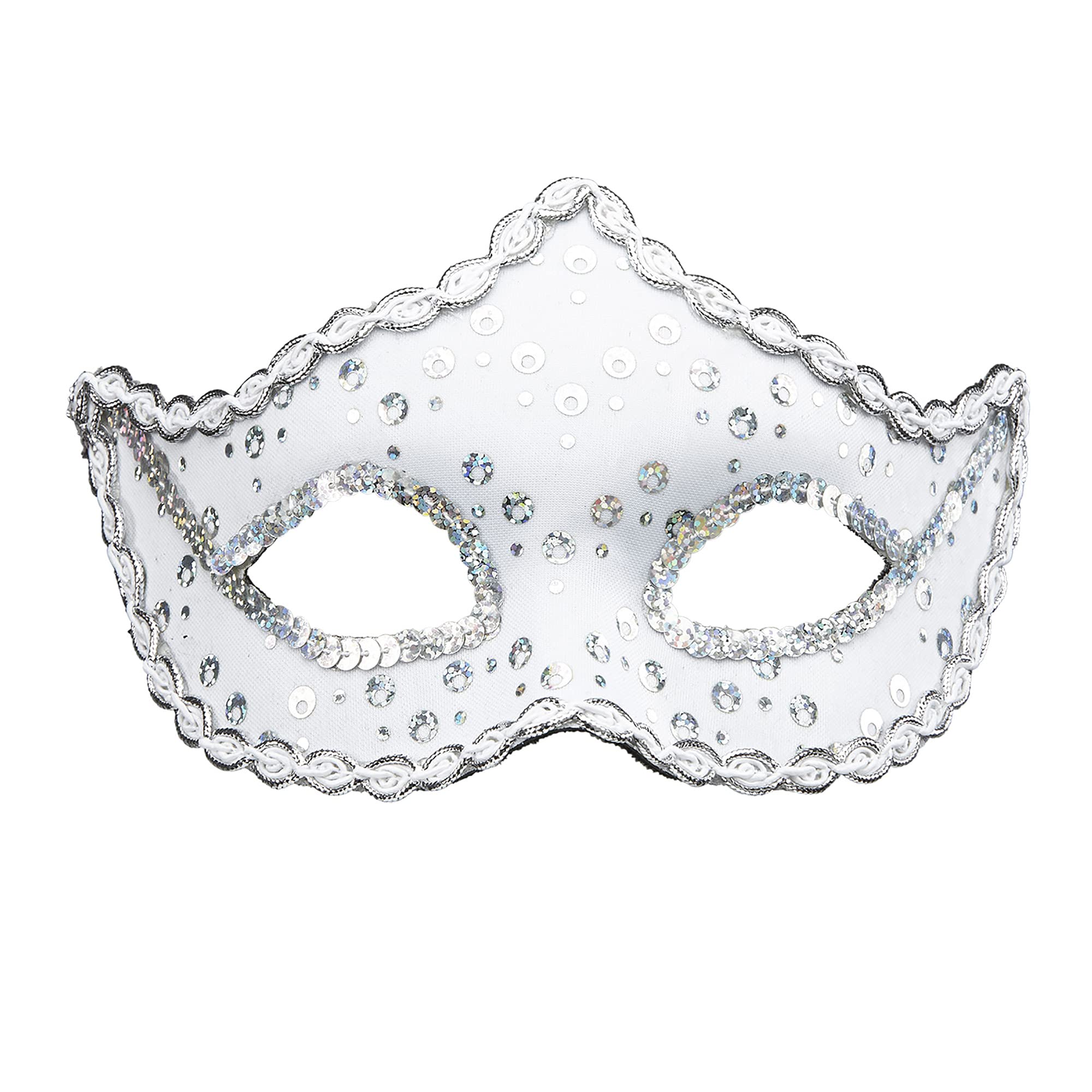 Widmann WHITE RIALTO EYEMASK WITH HOLOGRAPHIC SEQUIN FOR FANCY DRESS ACCESSORY