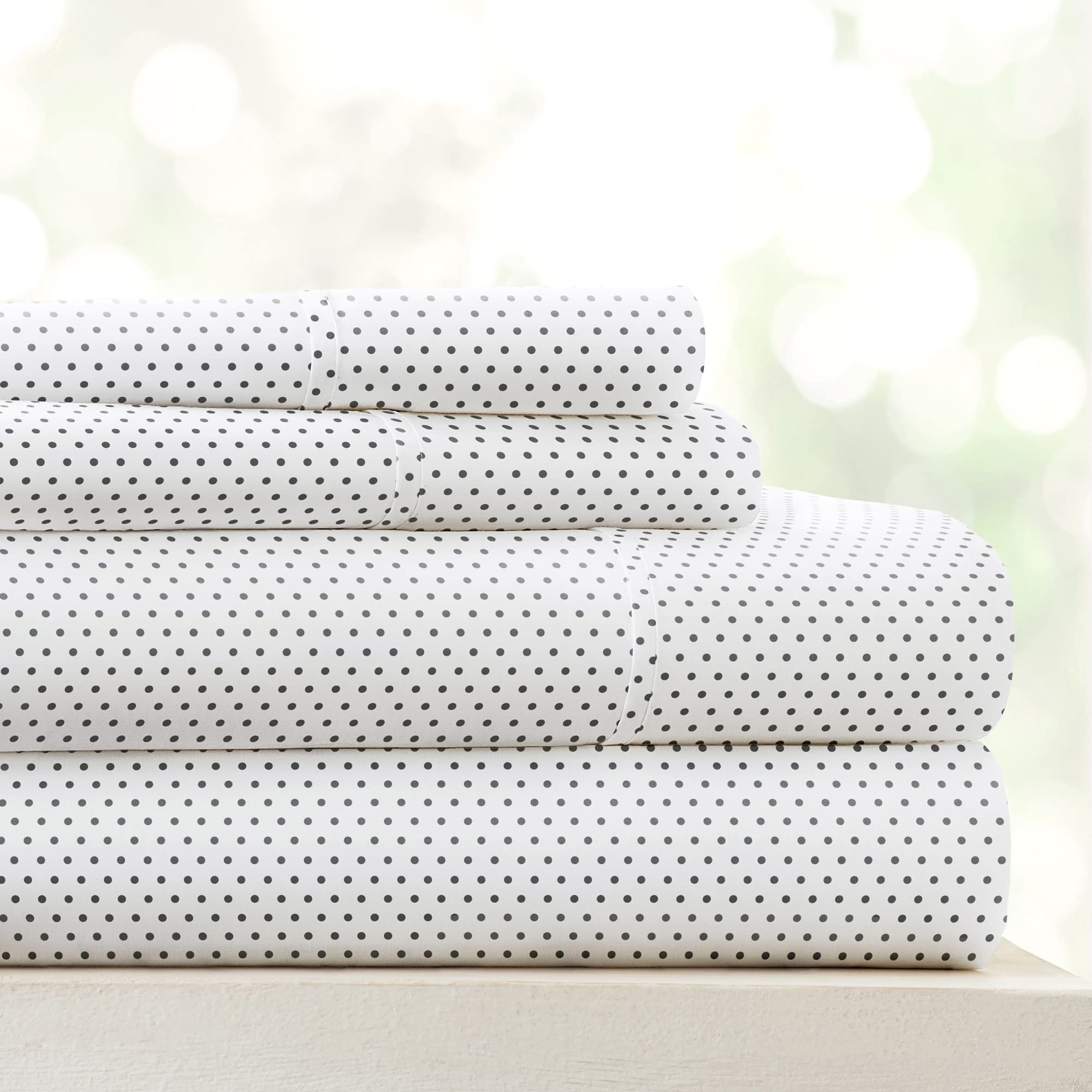 Linen Market 4 Piece King Bedding Sheet Set (Gray Stippled) - Sleep Better Than Ever with These Ultra-Soft & Cooling Bed Sheets for Your King Size Bed - Deep Pocket Fits 16" Mattress