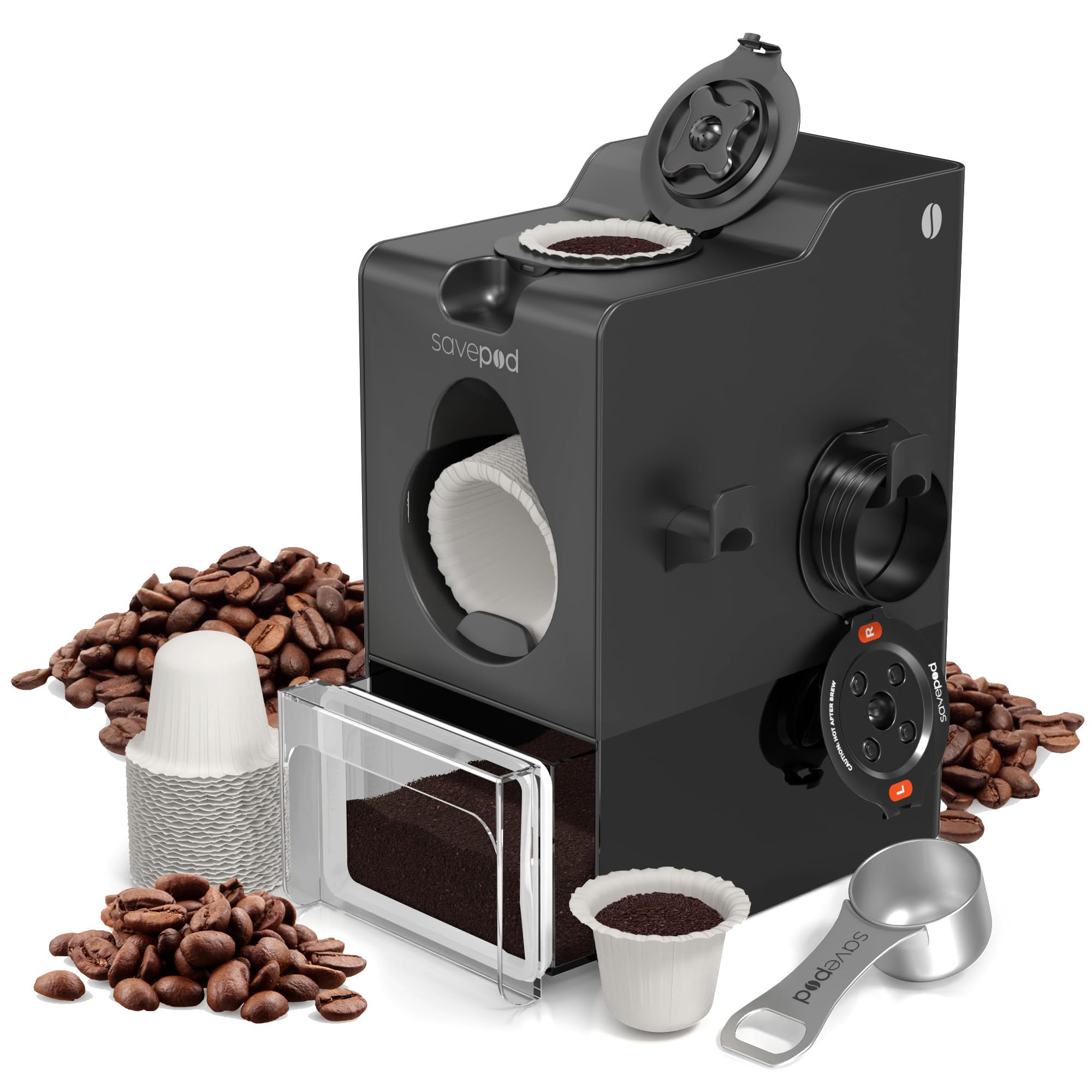 Photo 1 of SavePod Coffee Pod Maker with Reusable Coffee Pods, Compatible with Keurig and K-Cup Coffee Machines, Smart, Easy to Use & Convenient (Black, Small)