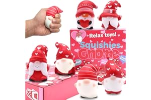 JOINBO 6 Pack Valentines Gnomes Squishies Toys Slow Rising Stress Relief Super Soft Squeeze Kawaii Cute Valentines for Kids ,Boys,Girls