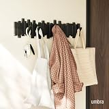 Umbra Sticks Wall-Mounted Coat Rack Rail with 8 Retractable Pegs Black view 2