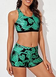 Aleumdr 3 Piece Athletic Tankini Swimsuits for