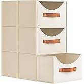 DIMJ Closet Organizers and Storage - 3 Pack Stackable Fabric Storage Bins with Drawers, Closet Shelf Organizer Clothes Storage for Bedroom, Living Room