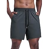 CRZ YOGA Mens Lightweight Workout Shorts 7" - Quick Dry for Gym Athletic Workout with Zipper Pocket