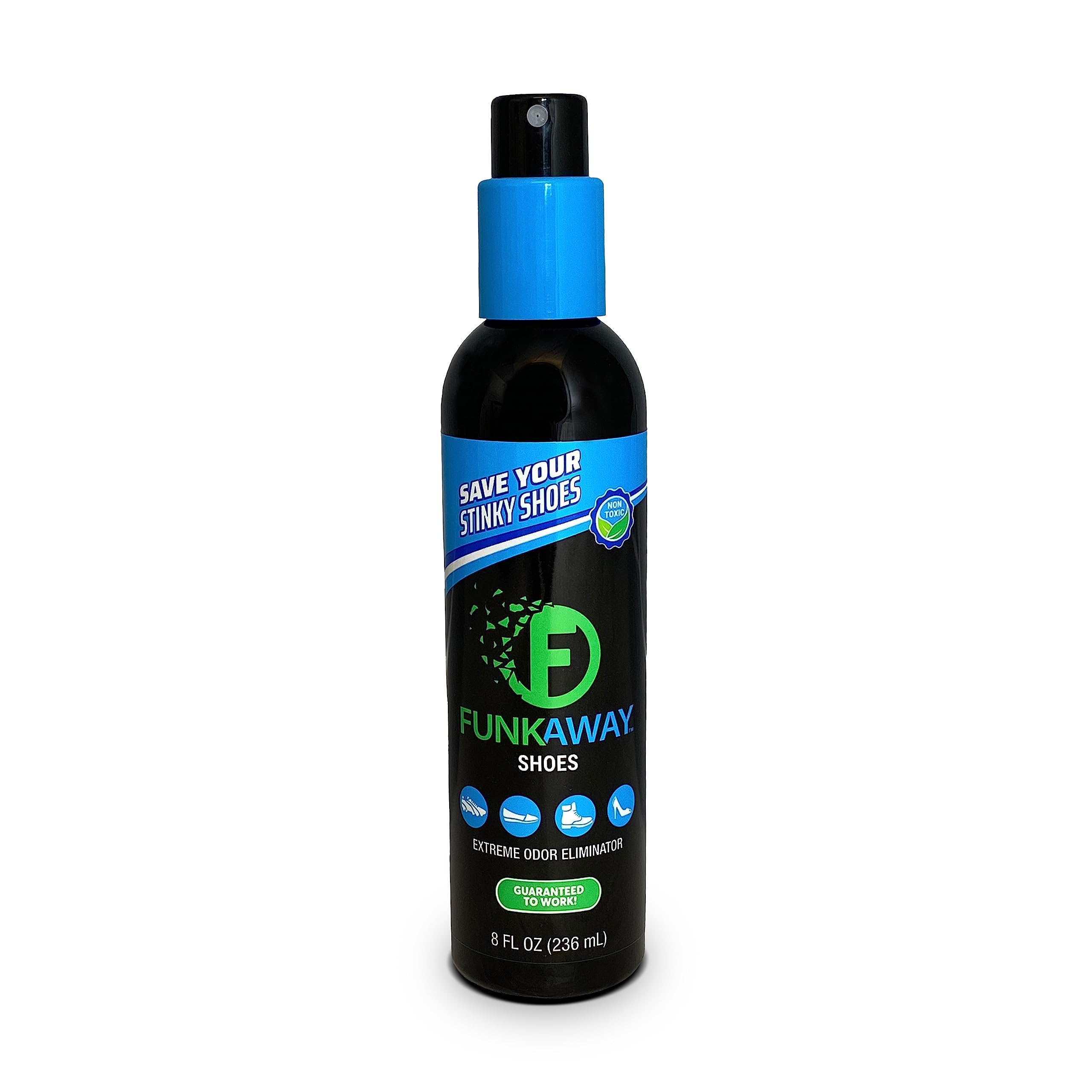 FunkAway Odor Eliminating Spray for Shoes, Skates, Work Boots & More, 8 oz., Extreme Odor Eliminator, Perfect for Stinky Stuff You Can't Put in the Wash