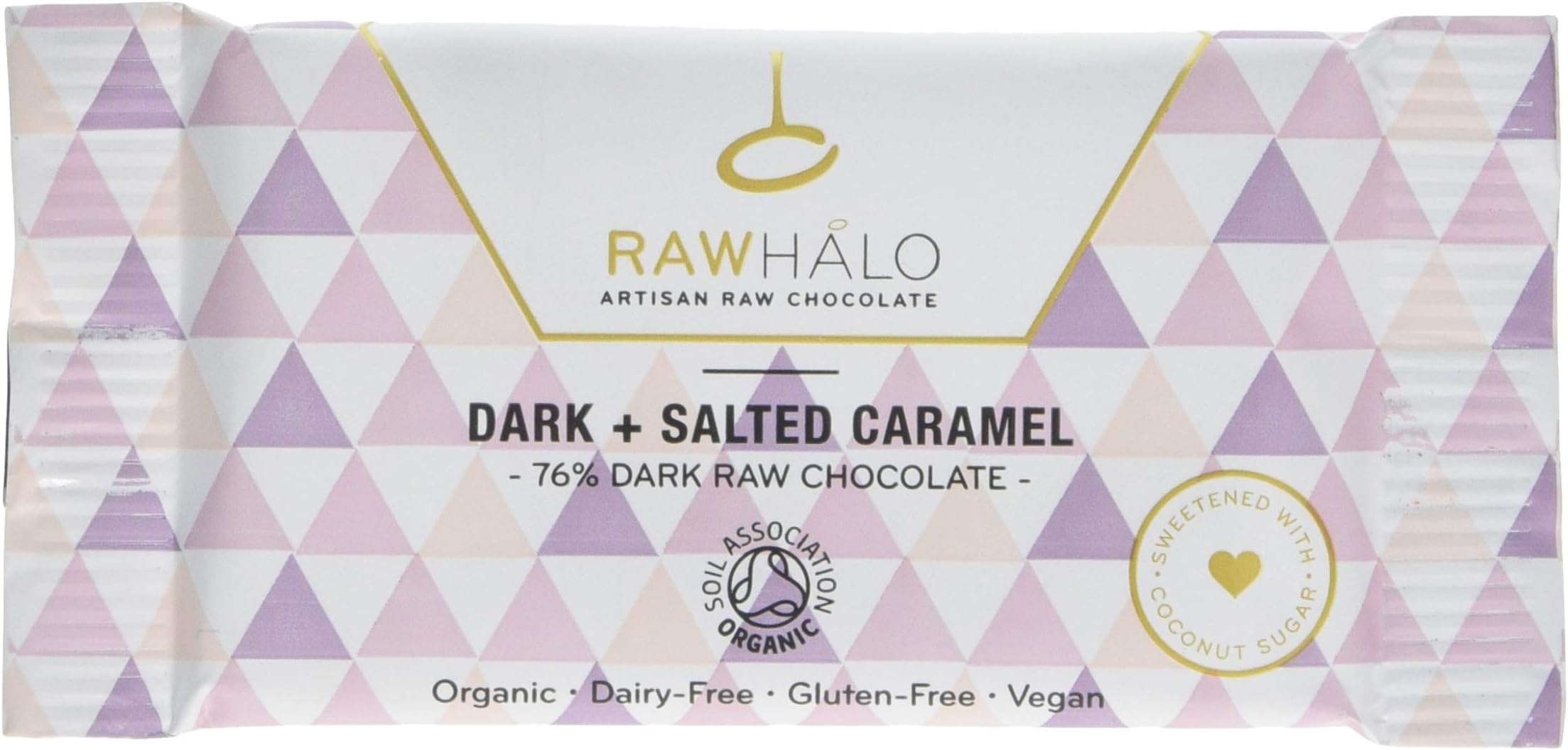 Raw Halo Dark Plus Salted Caramel Organic Raw Chocolate Bar, 22 g, Pack of 20