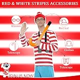Glirop Wally Costume Outfit Set Adult M Red White Stripe T-Shirt Beanie Glasses view 5
