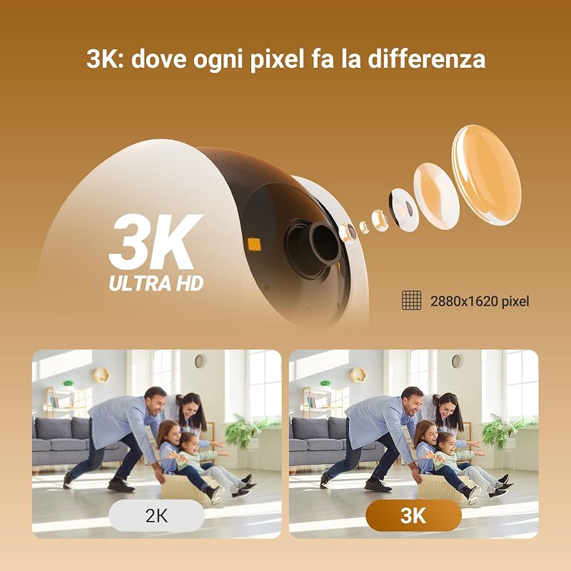 C6N G1 3K Telecamera Wi-Fi Interno, 5MP Videocamera Sorveglianza Interno Pan/Tilt/Zoom, Rilevamento di Persone, Visione Notturna a Colori con WDR, Chiamata Bidirezionale, Kit da 2