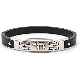 Genuine Leather Shema Israel Bracelet Men Boys Adjustable Jewish Gift | Genuine leather and pewter charm bracelet worn as a daily statement of Jewish identity and pride