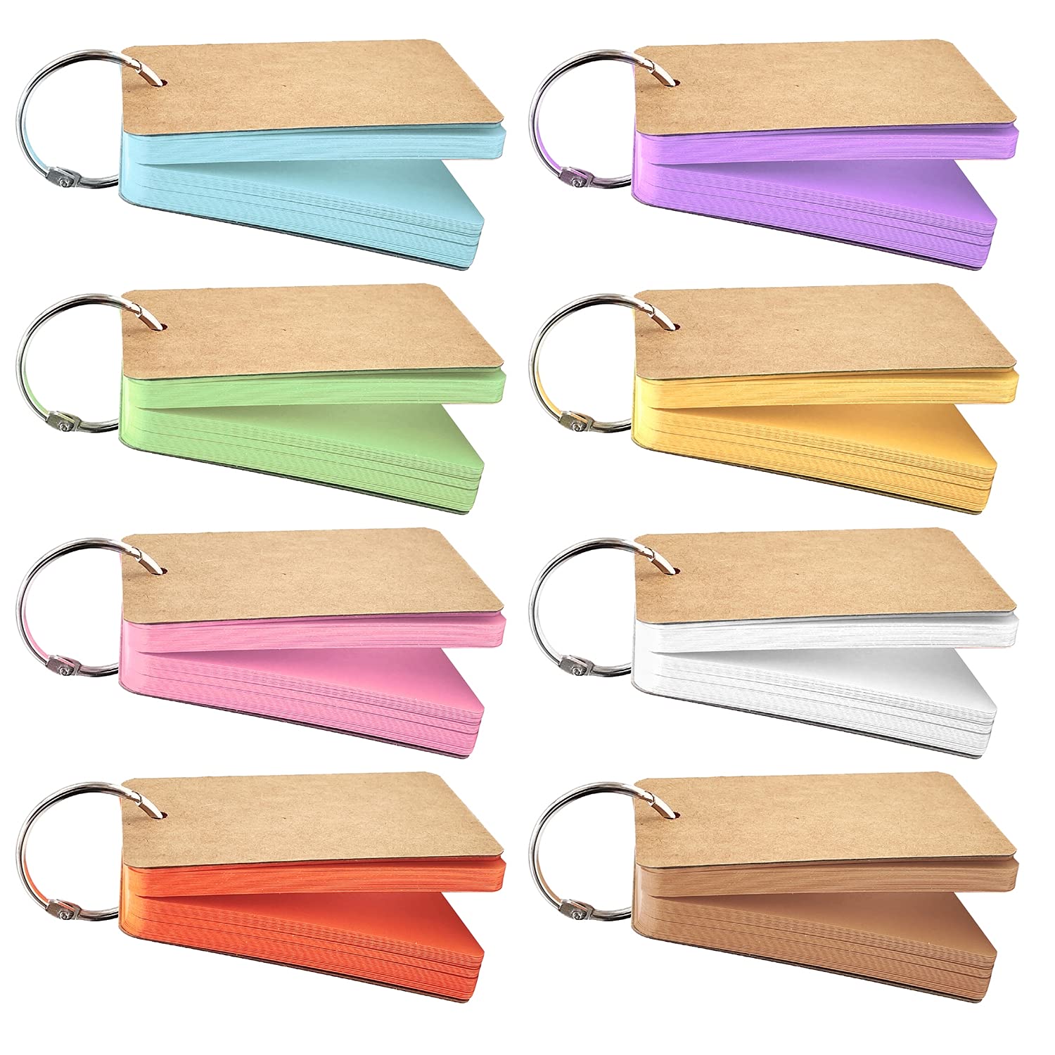 JJQHYC Revision Cards Study Cards Flash Cards with Ring Mini Notepads Index Cards Total 400 Sheets 8 Colors Easy to Mark