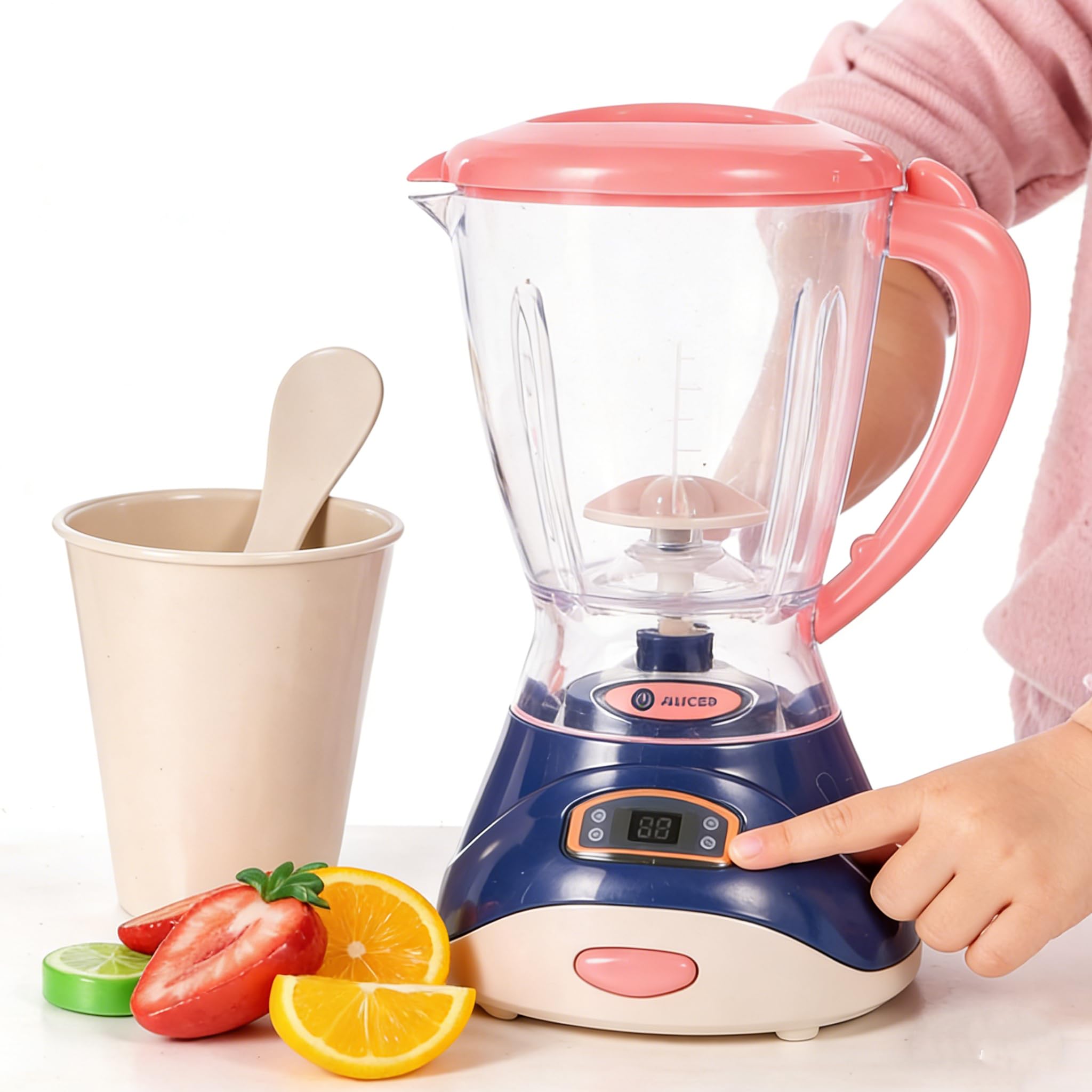 UKCOCO Toy Juicer Mixer for Kids: Simulation Juicer Blender Toy With Realistic Light & Sound for Pretend Play - Kid Role Play Electric Blender for Preschool 2–5 years