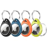 UNBREAKcable for Apple AirTag Holder 4 Pack Waterproof Case with Keychain | 304 Stainless Steel Key Ring, Secure Tight Fit, Easy to Install, Shockproof and Waterproof TPU Shell