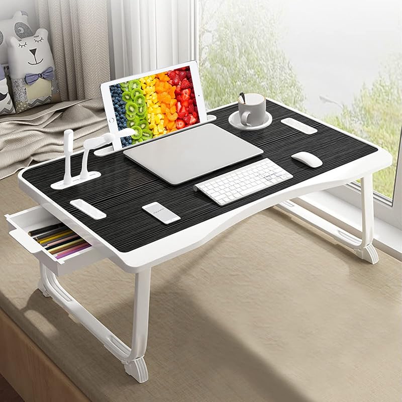 CSYY Upgraded Bed Table Laptop Desk Foldable Tray with USB Port Black