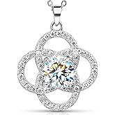 SOULVAYA Valentine’s Day Moissanite Infinity Pendant Necklace for Women – Sterling Silver Base, Dainty Fine Jewelry Gift Box for Mom Wife Girlfriend – Birthday Anniversary