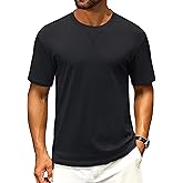 Cotrasen Men's T Shirts Cotton Drop Shoulder Short Sleeve Shirts for Men Casual Soft Comfort Loose Fit Mens Summer Tee Shirts