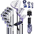 ULTIMATE Women's Complete Golf Club Set, 9/10/11pcs Right Handed Ladies Golf Clubs Set w/ 460cc Alloy Driver, #3 Fairway Wood, #4 Hybrid, #6/#7/#8/#9/#P Irons & Putter