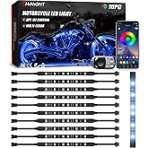 SHINIGHT 10 Pcs Motorcycle LED Light Kits, App Control Multicolor IP67 | RGB Motorcycle Led Strip Lights with Music Sync, Rf Remote, Multiple Scene Modes, Waterproof Motorcycle Accessories