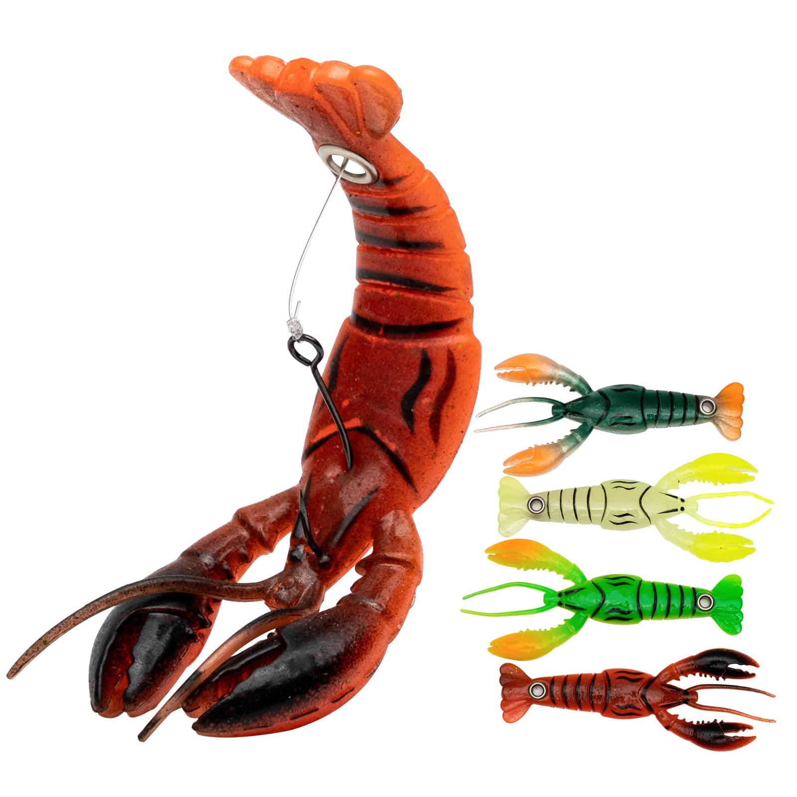 Pelican Mate Crawfish Soft Plastic Lures Bass Fishing Bionic Lures Freshwater Craw Baits Artificial Lobster Recoil Movement 3.7’’/0.2 oz (Pack of 4) (A)