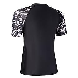 Mens Rash Guard Swim Shirts Short Sleeve UV Sun