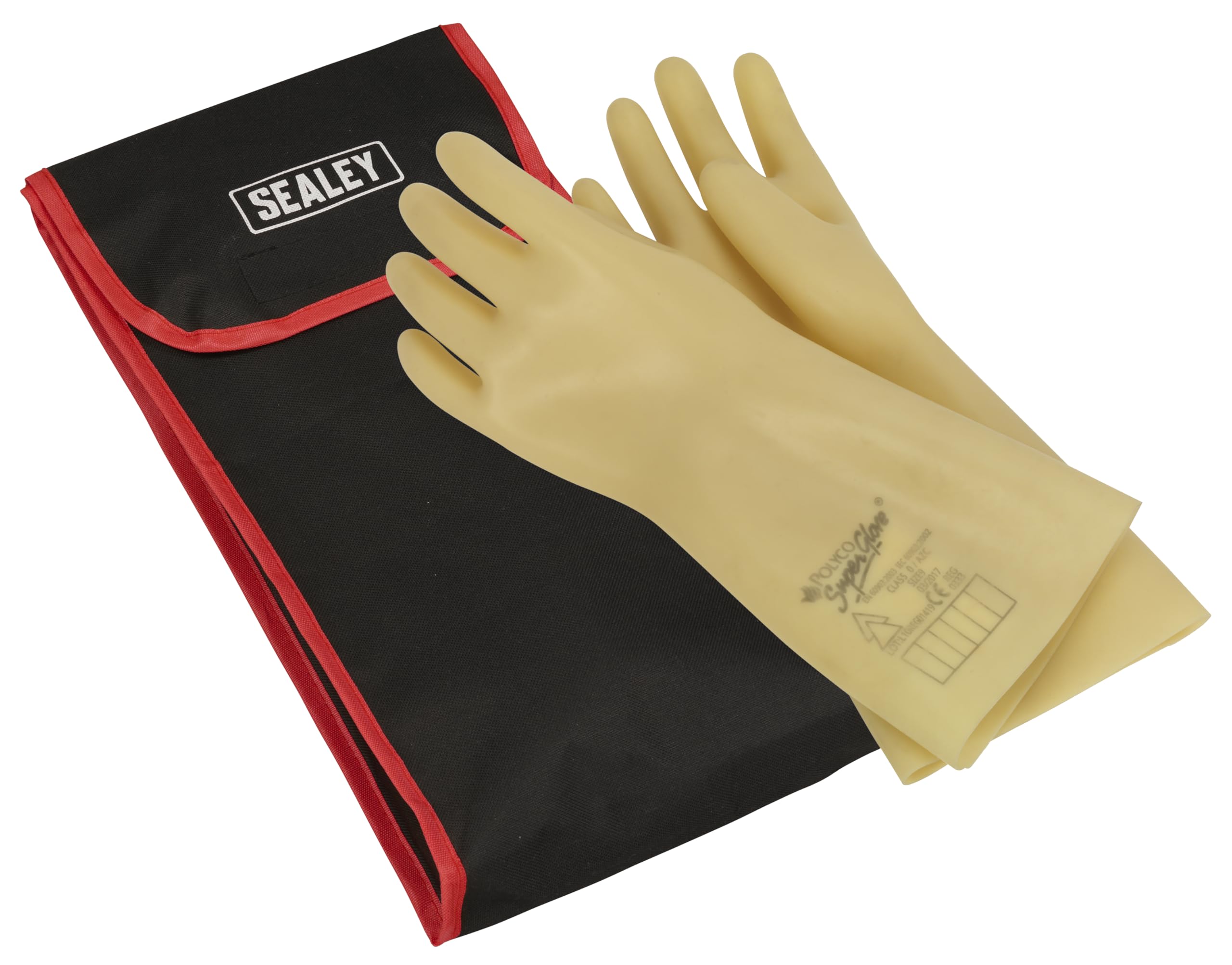 Sealey 1kV AC Electrician's Safety Gloves With Bag, Electrical Protection, Insulating Gloves for Electric and Hybrid Vehicles, 1 Pair - HVGBCOMBO