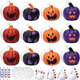 24 Set Halloween Pumpkin Ceramics to Paint Mini Figurines Painting Crafts | Halloween Painting Crafts for Adults, Mini Ceramics Pumpkin Statues, DIY Unpainted Designs, 24 Paint Sets with Organza Bags