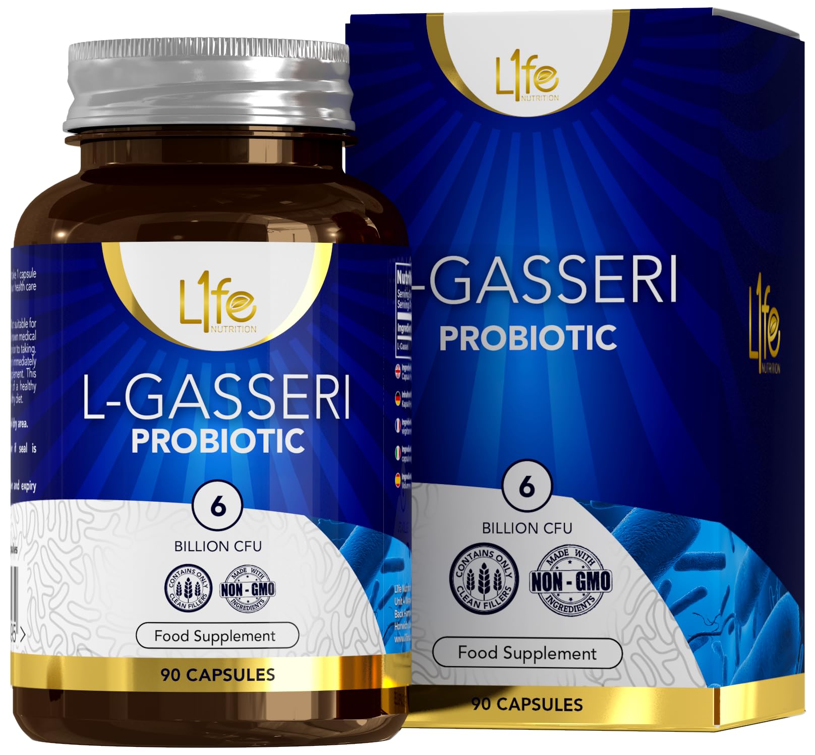 LN Lactobacillus Gasseri | 90 Lactobacillus Probiotic Capsules - High Strength 3 Billion CFU L-Gasseri Probiotic per Serving | Non-GMO, Gluten & Allergen Free | Made in The UK