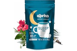 APRIKALIFE Aprika Life - Sleep Tea with Sleep Guide, 100% Natural Herbal Tea with 12 Herbs Created by Herbalists, Promotes Relaxation, Stress Relief - Restful Sleep - 60 bags
