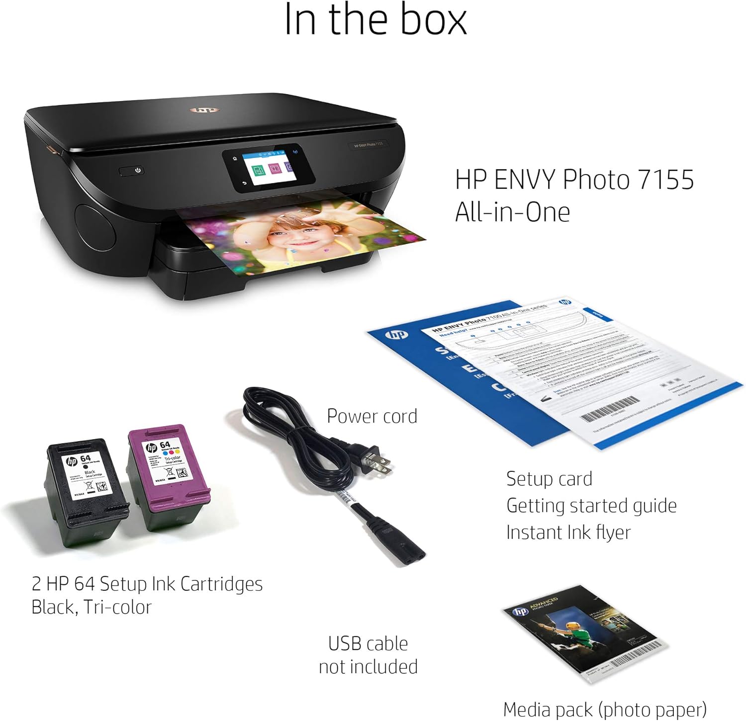 HP Envy Photo 7155 All in One Photo Printer with Wireless Printing, HP Instant Ink or  Dash Replenishment Ready (K7G93A): Electronics