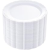 DaYammi 60PCS White Plastic Plates, Heavy Duty White Disposable Premium 7.5inch Dessert Cake Salad Appetizer Plates Hard Plastic Platos Disposable for Party Wedding