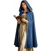 UQJE Medieval Cloak with Hood Wizard Cloak Halloween Renaissance Hooded Cape for Man and Women