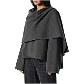 Verdusa Women's Elegant Wrap Poncho Tops Long Sleeve Business Cape Cloak Coat Outerwear