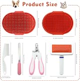 Crafterlife 6pcs Rabbit Grooming Kit Red with Brushes Nail Clipper view 2