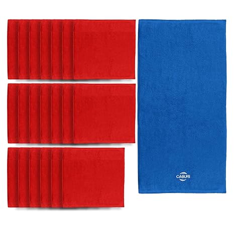 Microfaser Tücher multifunktional | (21-teilig) CABURIclean Set. Nr. 13 | 20 x Multituch rot (30 x 30 cm) + 1 x Mikrofaser Al