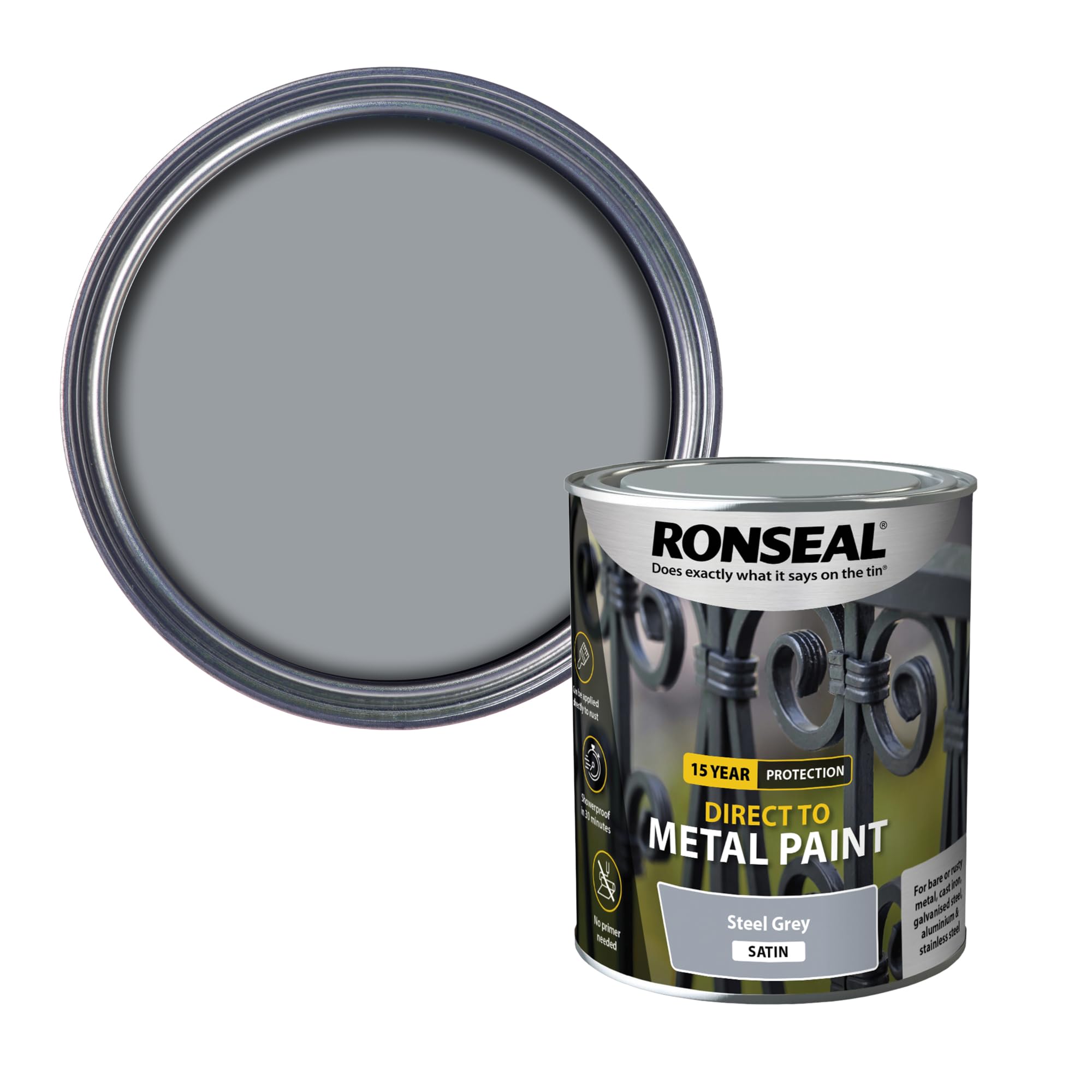 Ronseal Direct to Metal Paint Steel Grey Satin 750ml