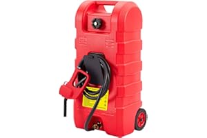 Klysiora 15 Gallon Gasoline Fuel Tank Container Tank With Wheels and Siphon Pump Portable Diesel Fuel Tank for Automobiles, Lawnmowers, ATVs and Boats - Red