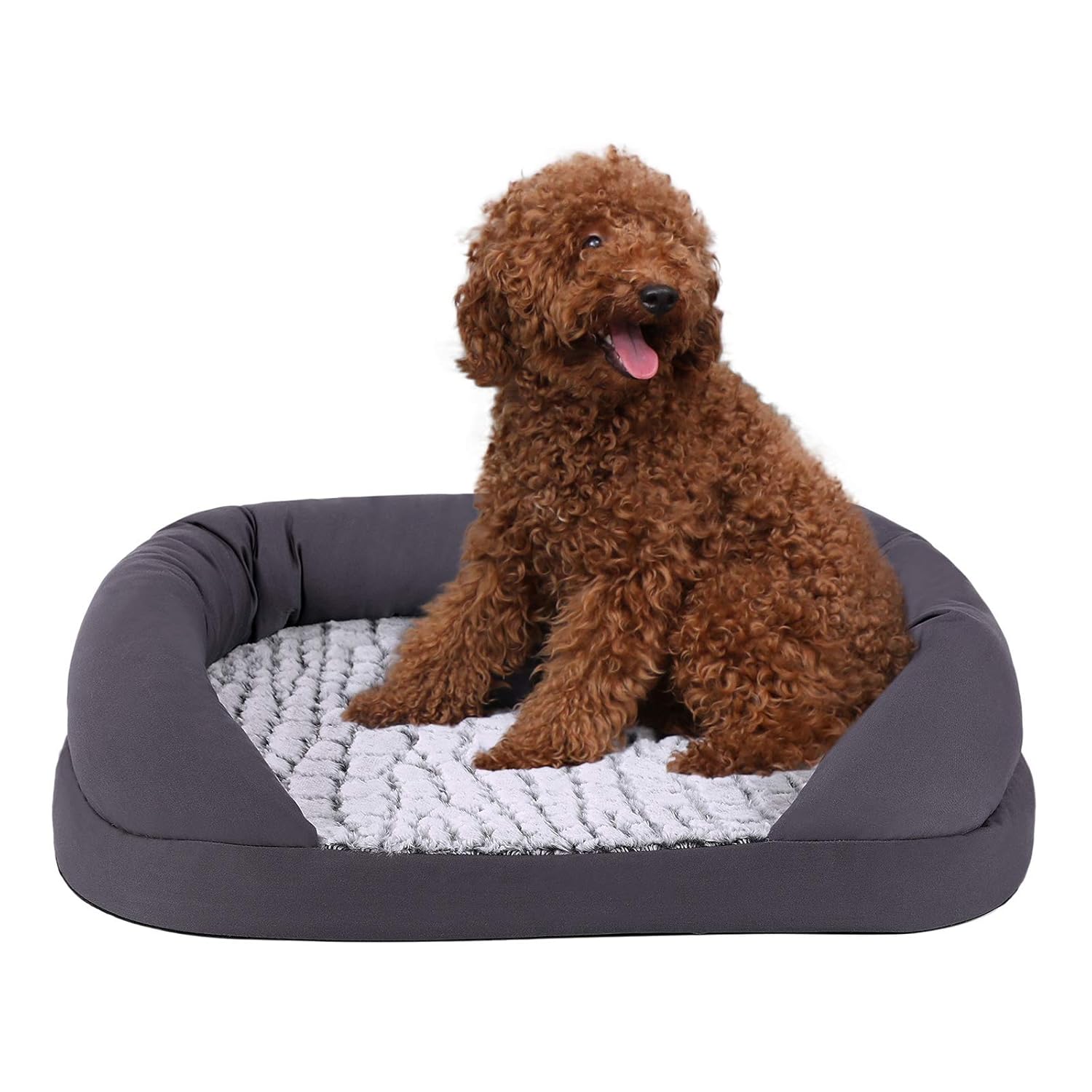 FEANDREA Dog Bed, Washable Dog Sofa, EggCrate Foam Dog Basket with
