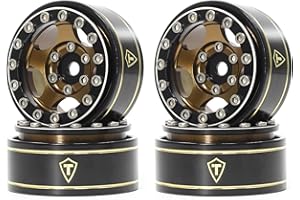 TREAL 1.0 Beadlock Wheels Rims(4P) Classic 5-Star 1" Micro Bead lock Wheels 7mm Hex Hubs for 1/18 TRX4M 1/24 AX24 SCX24 FCX24 RC Crawler-Type B 27.3g(Black-Bronze)