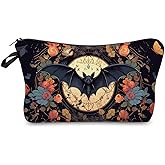 Livel lhood Floral Bat Makeup Bag Cute Small Organizer Zipper Pouch Floral Bat Cosmetic Bag Birthday Present for Women Friends