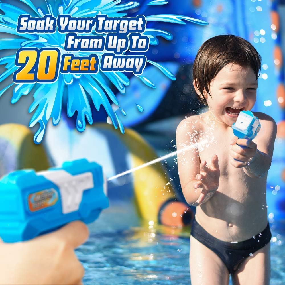 D-FantiX Water Gun 6 Pack, Water Blaster Soaker Small Squirt Guns Bulk for Water Fighting Summer Pool Beach Party Favors Toy for Kids Boy Girl: Toys & Games