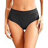 Tempt Me Women Mid Waist Bikini Bottoms - Full Coverage Bathing Suit Swim Bottom Swimsuit Swimwear