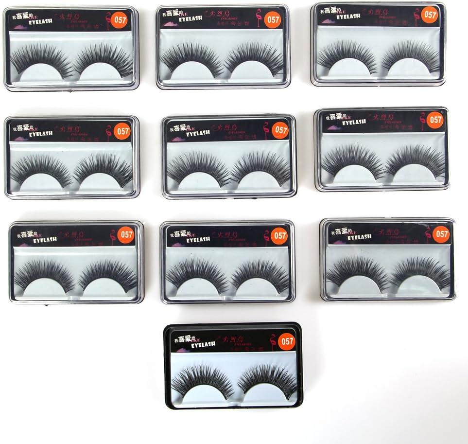 GREEN FABWOOD 10Pair Reusable Charming Cross Fake False Eyelashes