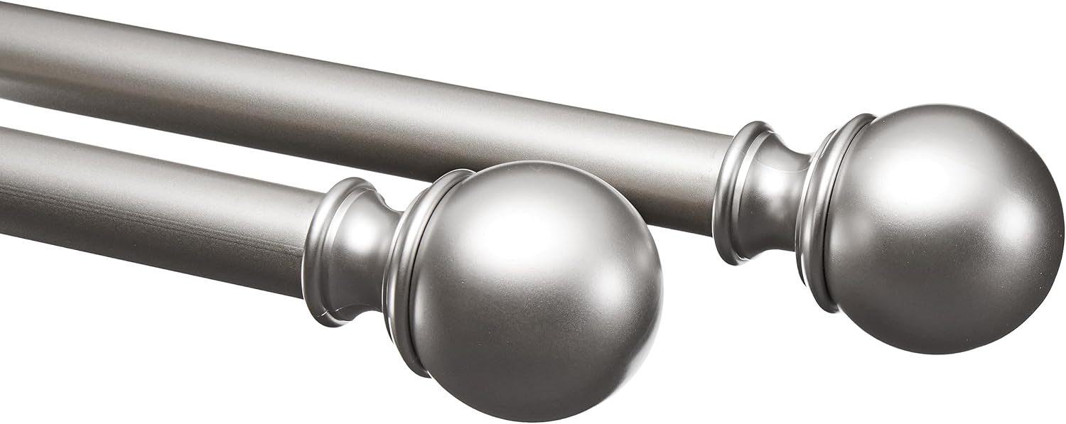 Window Treatment Hardware - Amazon Basics 1-Inch Curtain Rod with Round Finials, 1-Pack, 72