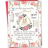mmuue Sweet 15th Birthday Card, Funny 15th Birthday Gifts for Daughter Niece Granddaughter Sister, Lovely 15th Birthday Decorations for Her, Gifts for 15 Year Old Girl
