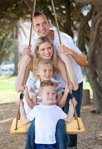 WOODEN SWING HANGING TREE SWINGS, WOOD SWINGS SEAT 19.7 * 9.8IN TO KIDS CHILDREN WITH ADJUSTABLE ROPE PLUS TREE STRAPS FOR BACKYARD, PLAYGROUND, PORCH, PATIO, GARDEN, PARK OR HOME
