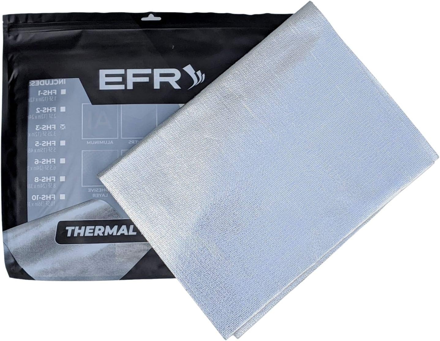 E.F.R Aluminum Thermal Heat Shield Protection with Fiberglass and Self-Adhesive Backing Heat Barrier- 8 Sq Ft (24x48 Inch)