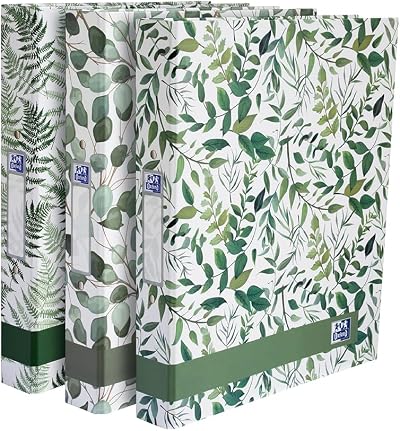 Oxford A4 Ring Binders Leaves Pattern 3 Pack 40 mm Spine 250 Sheets