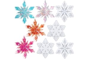 HUAKENER Christmas Resin Molds Silicone - 4 Pcs Big Snowflake Resin Mold, Christmas Ornament Resin Molds for Xmas Winter Decoration