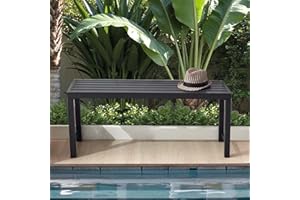 Stabrech Black Outdoor Backless Bench for Garden, Metal Outdoor Bench Weatherproof, Patio Benches for Outdoors, Benches Seat for Backyard, Porch