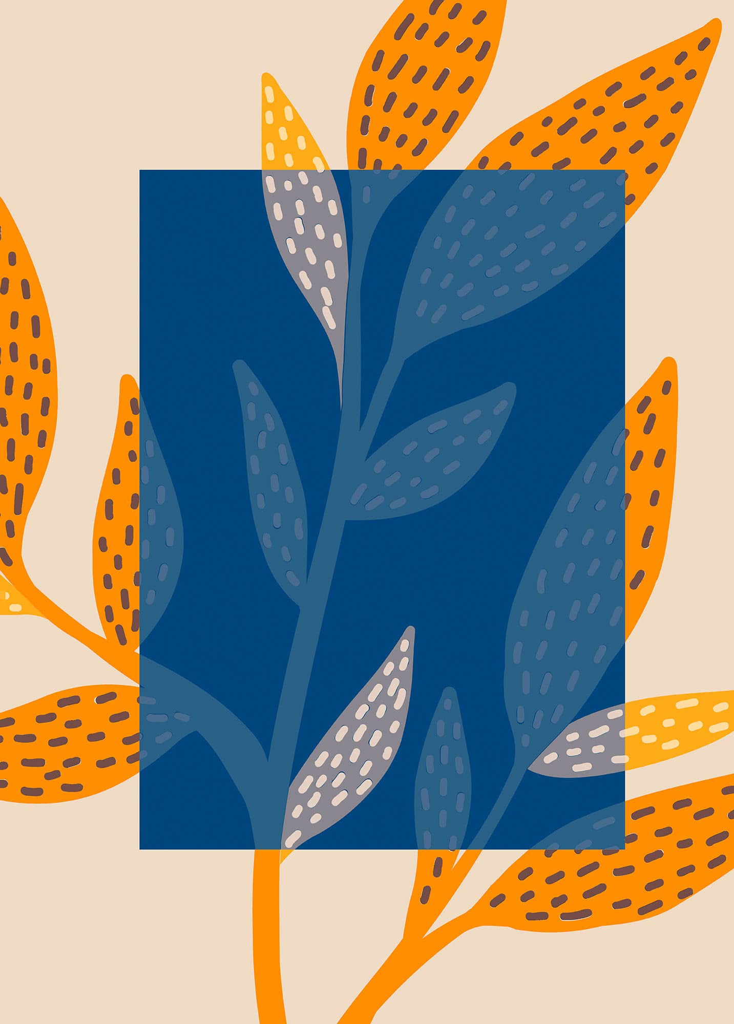 Komar Wall Picture - Illustration Colourful Foliage - Size: 50 x 70 cm - Poster, Art Print, Decoration, Living Room, Bedroom