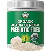 Peak Performance Organic Acacia Senegal Prebiotic Fiber Powder. Unflavored USDA Organic Plant Based Soluble Vegan Prebiotics Gut Health Supplement with Digestive Enzymes